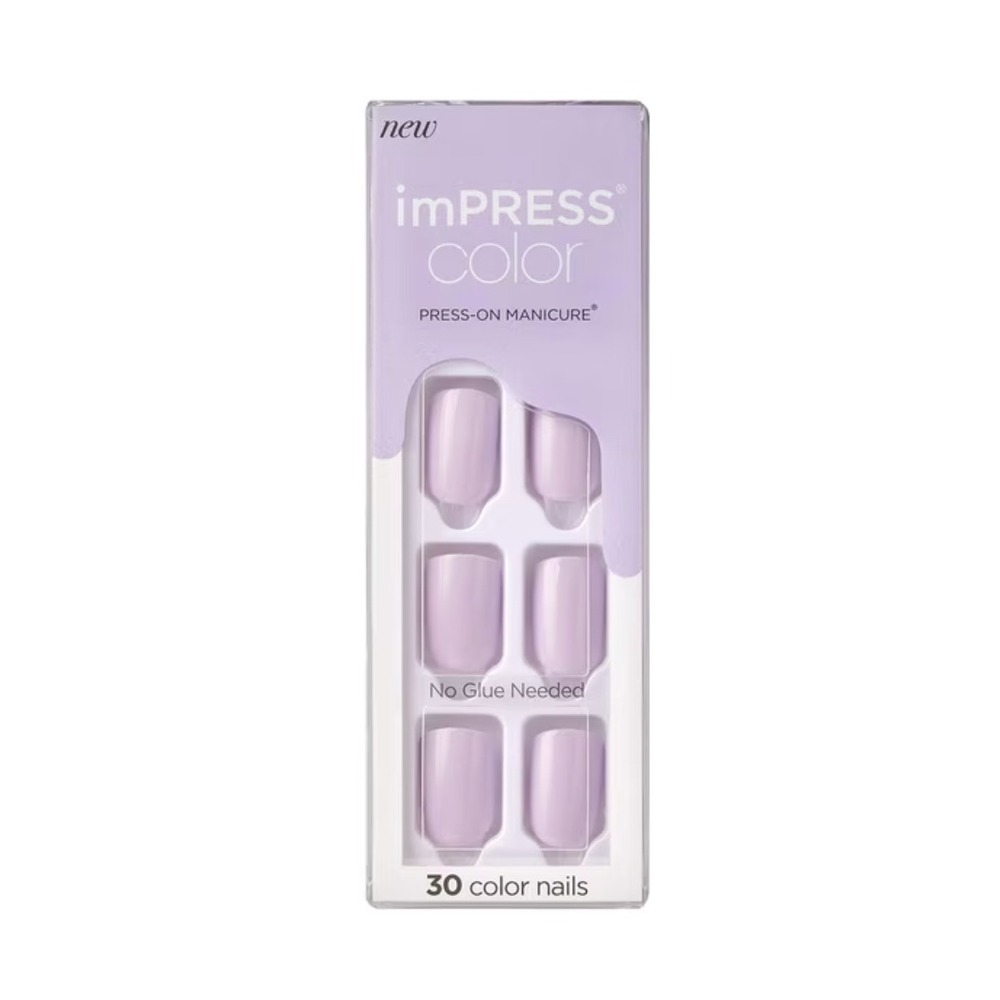 2 Pack KISS imPRESS Color Press-On Manicure Lavender Purple 30 Nails Each 83746